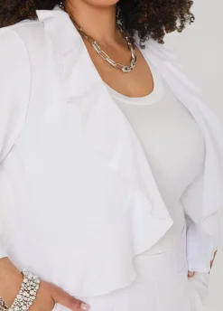 Ruffled Open Front Jacket