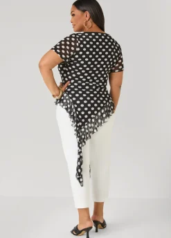 Ruffled Polka Dot Mesh Top