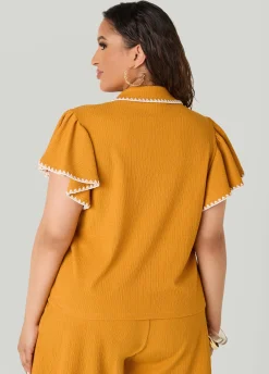 Ruffle Sleeved Textured Shirt