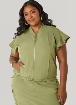 Ruffle Sleeve Track Jacket