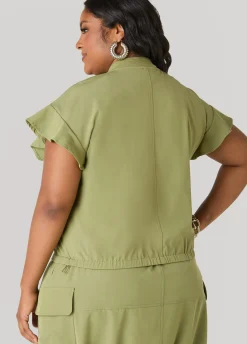 Ruffle Sleeve Track Jacket