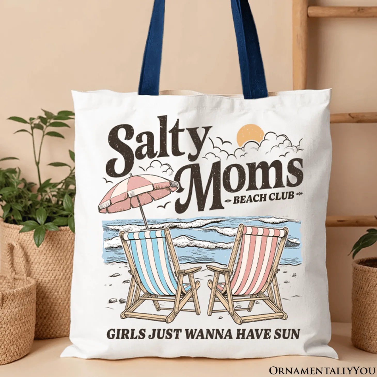 Salty Moms Beach Club Tote Bag