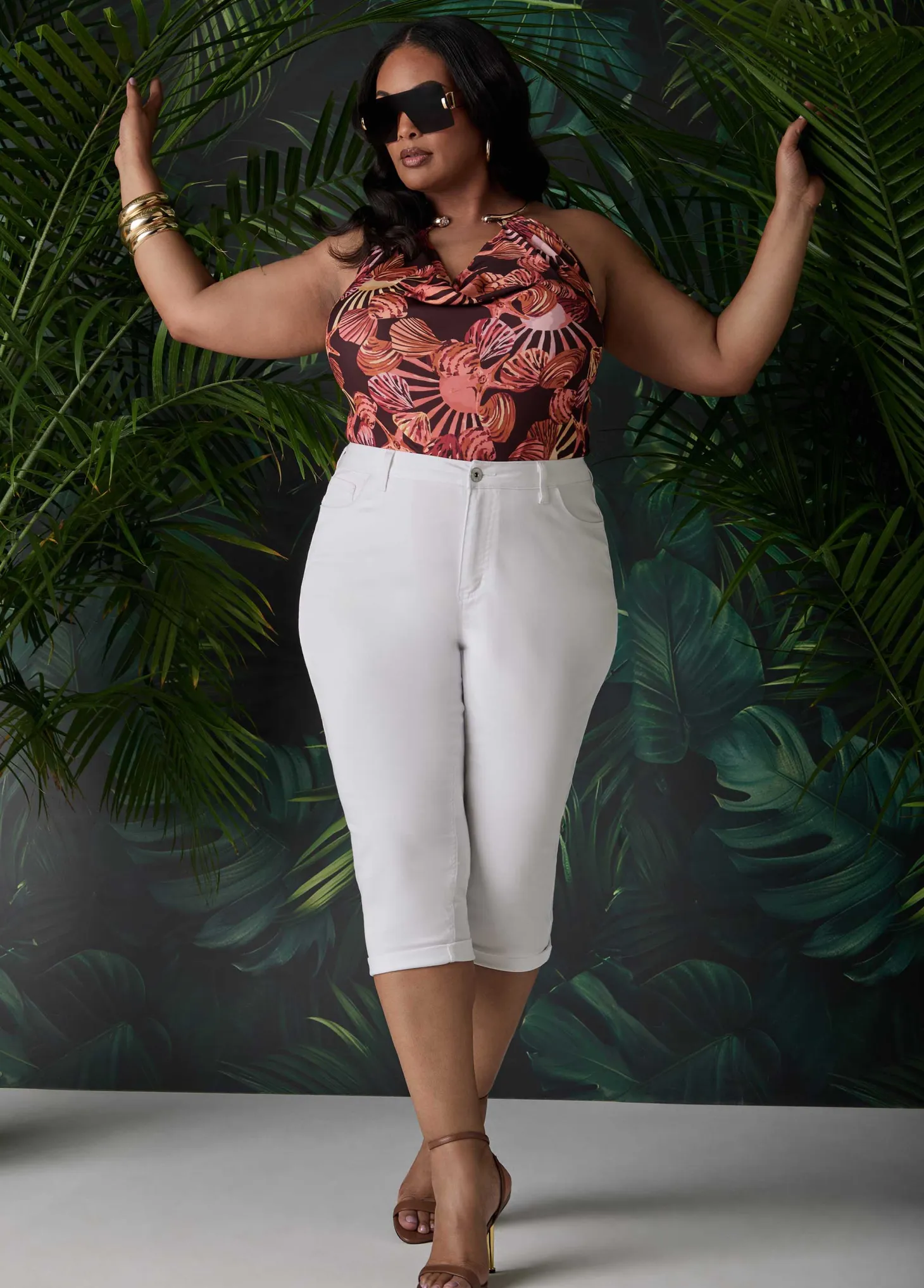 Seashell Print Necklace Halter Top