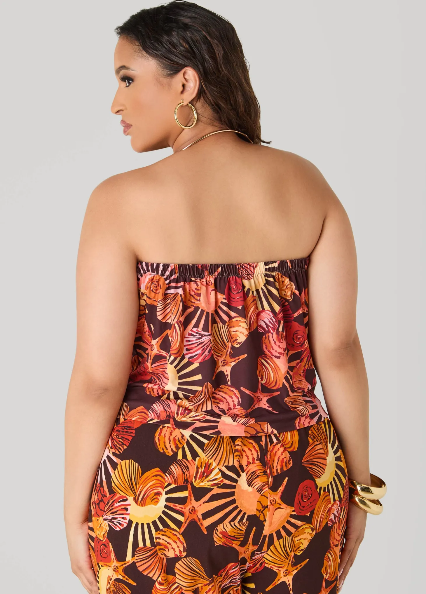Seashell Print Necklace Halter Top