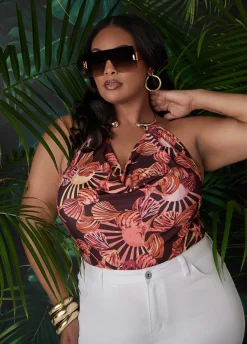 Seashell Print Necklace Halter Top