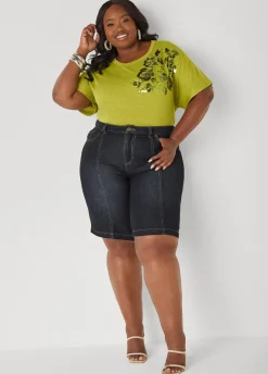 Sequined Floral Jersey Tee