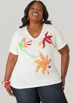 Sequined Parrot Jersey Tee