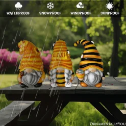 Set of Three Bee Gnome Figurines