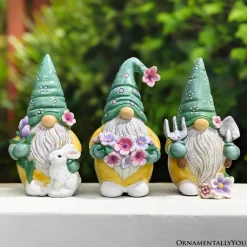 Set of Three Gardening Gnome Figurines