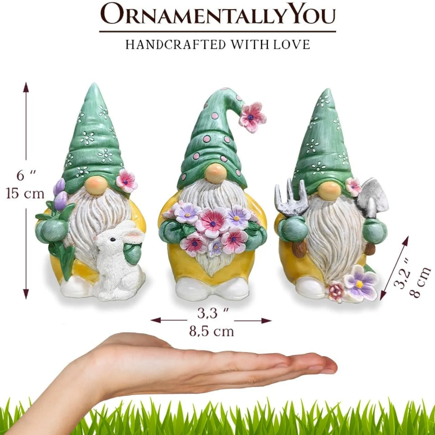 Set of Three Gardening Gnome Figurines