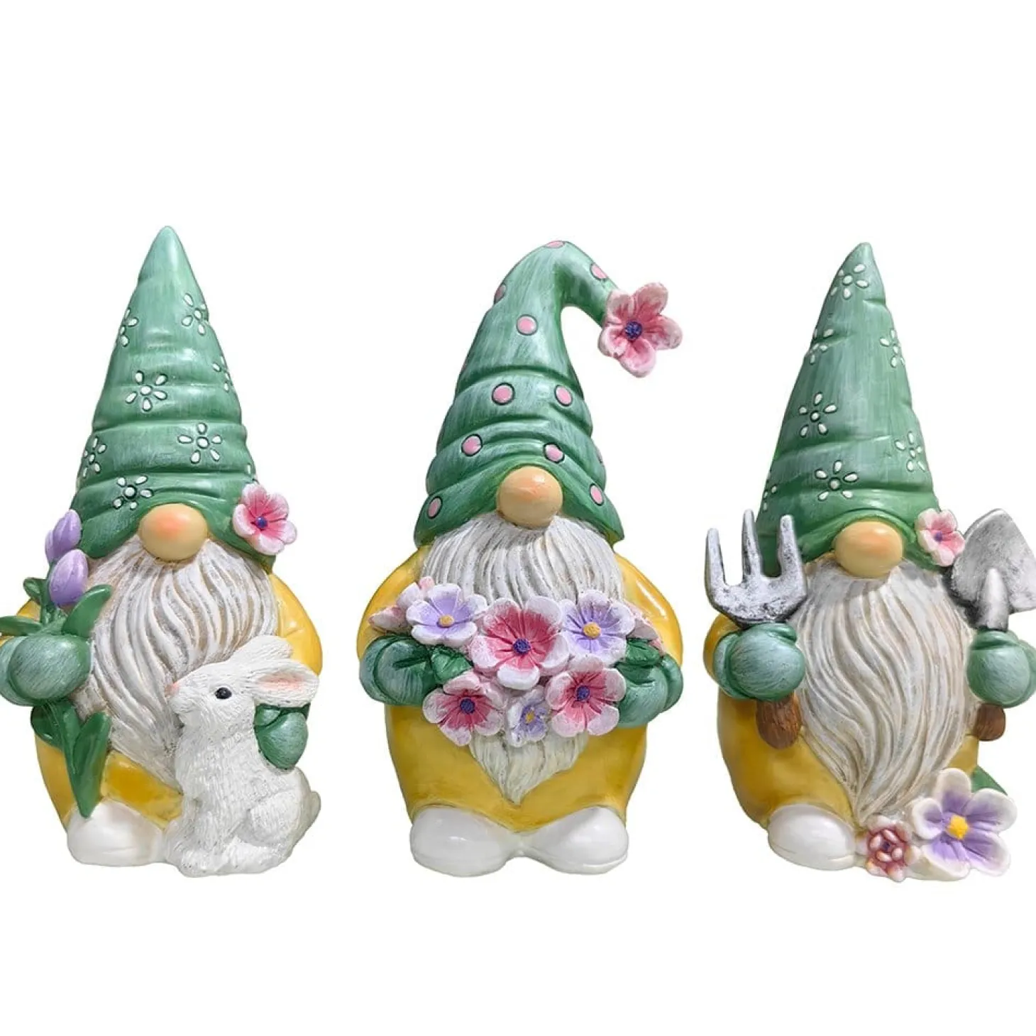 Set of Three Gardening Gnome Figurines