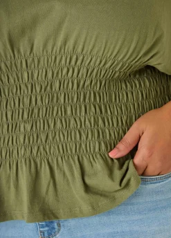 Shirred Waist Cotton Jersey Tee