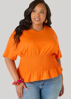 Shirred Waist Cotton Jersey Tee