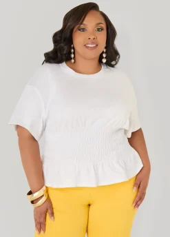 Shirred Waist Cotton Jersey Tee