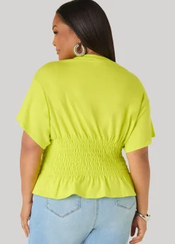 Shirred Waist Cotton Jersey Tee