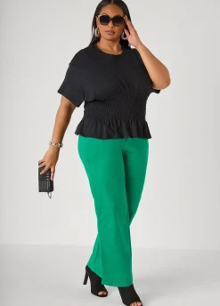 Shirred Waist Cotton Jersey Tee