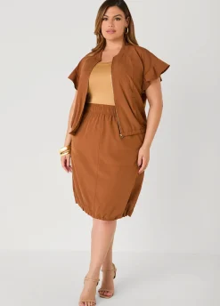 Slip On Drawstring Cargo Skirt