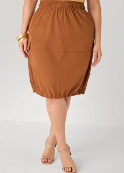 Slip On Drawstring Cargo Skirt