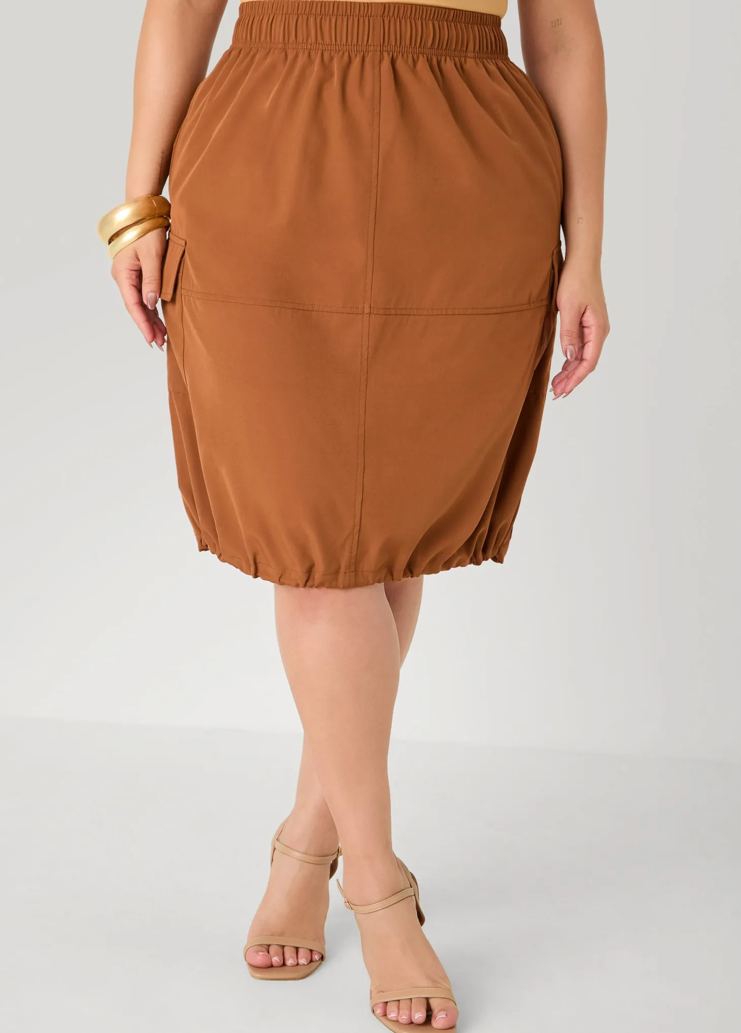 Slip On Drawstring Cargo Skirt