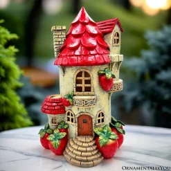 Solar Powered Strawberry Fairy Home Figurine
