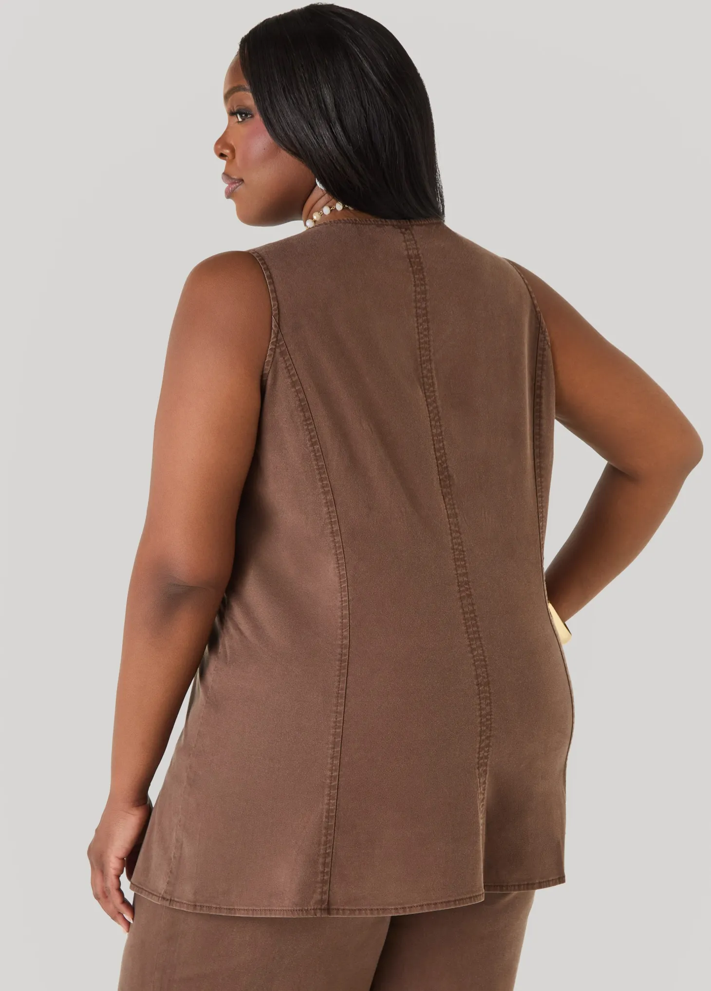 Square Neck Chambray Vest