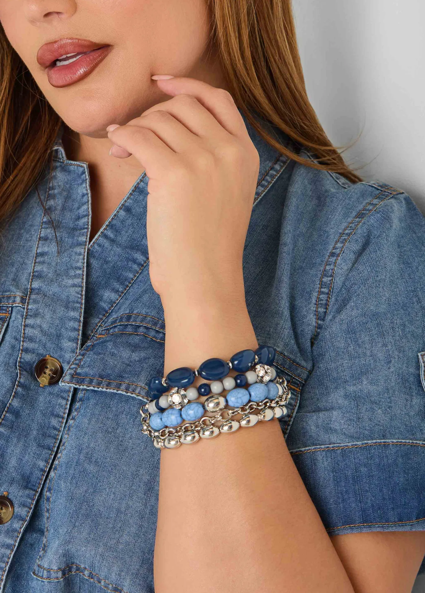Stone And Crystal Bracelet Set