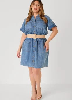 Stonewash Denim Cargo Dress