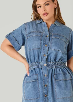 Stonewash Denim Cargo Dress