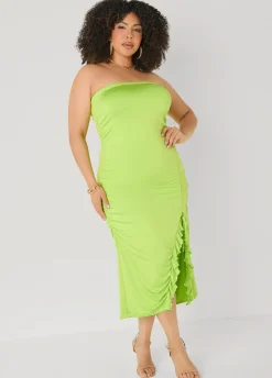 Strapless Drawstring Maxi Dress