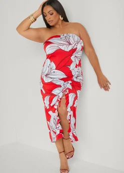 Strapless Floral Maxi Dress
