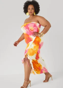 Strapless Floral Maxi Dress