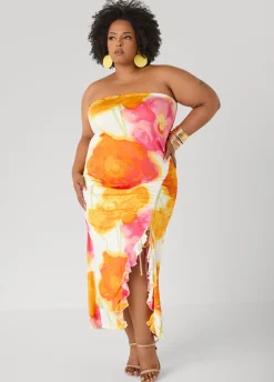 Strapless Floral Maxi Dress