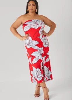 Strapless Floral Maxi Dress