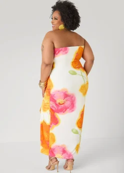 Strapless Floral Maxi Dress