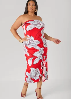 Strapless Floral Maxi Dress