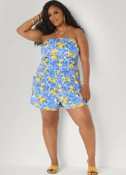Strapless Printed Romper
