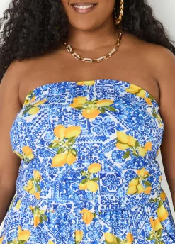 Strapless Printed Romper