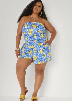 Strapless Printed Romper