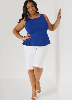 Stretch Crepe Peplum Top