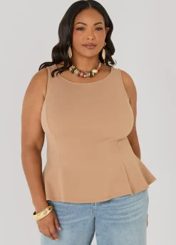 Stretch Crepe Peplum Top