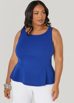 Stretch Crepe Peplum Top