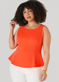 Stretch Crepe Peplum Top
