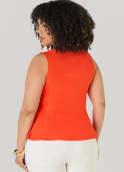 Stretch Crepe Peplum Top