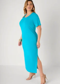 Stretch Knit Maxi T Shirt Dress