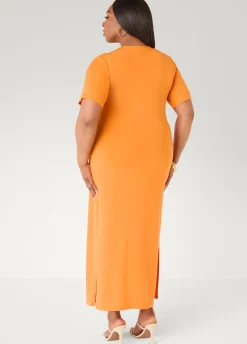 Stretch Knit Maxi T Shirt Dress