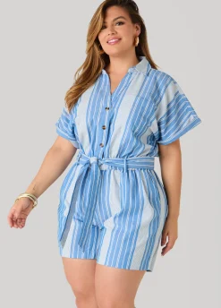 Striped Chambray Romper