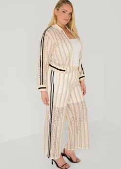 Striped Crocheted Wide Leg Pants