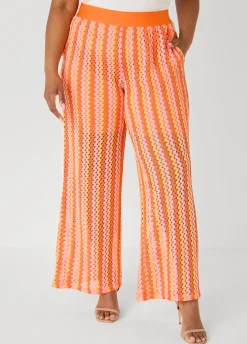 Striped Crochet Wide Leg Pants