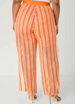 Striped Crochet Wide Leg Pants
