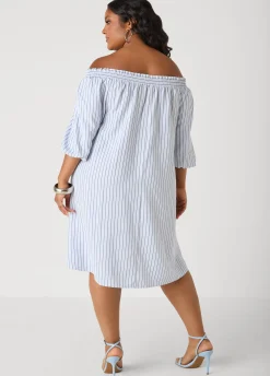 Striped Off The Shoulder Dress